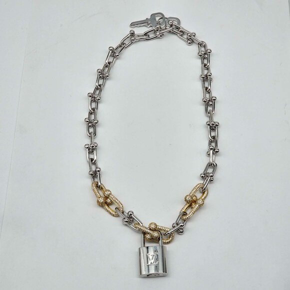 Auth Louis Vuitton Lock&Key Silver w/Unbranded 925 Pure Silver 14k Gold Plated - Picture 5 of 11